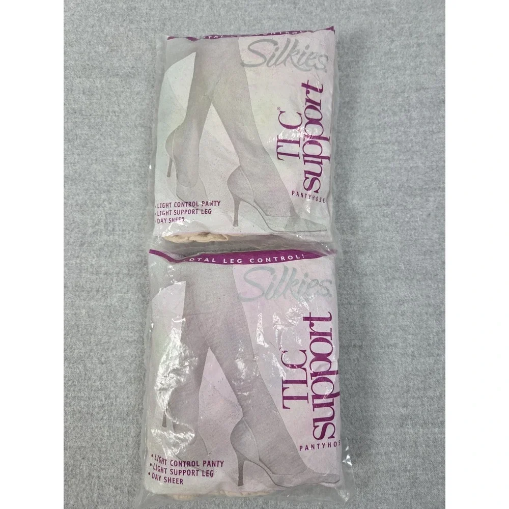 Silkies TLC Light Support Vintage 2003 PantyHose L Ivory Off White New Old Stock